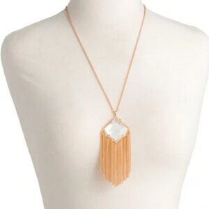Kendra Scott Kingston Long Pendant Fringe Necklace Mother of Pearl NWT